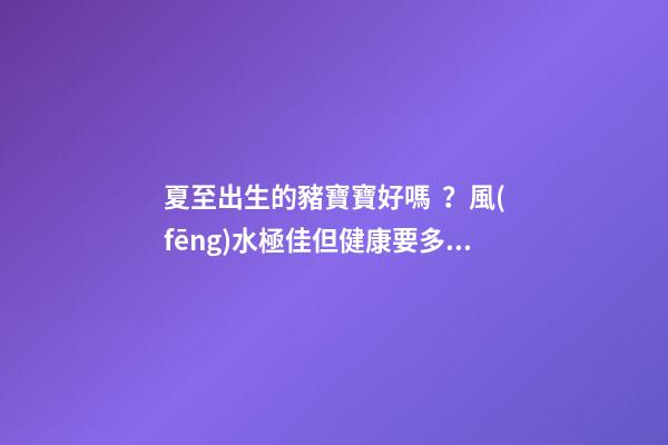 夏至出生的豬寶寶好嗎？風(fēng)水極佳但健康要多關(guān)注